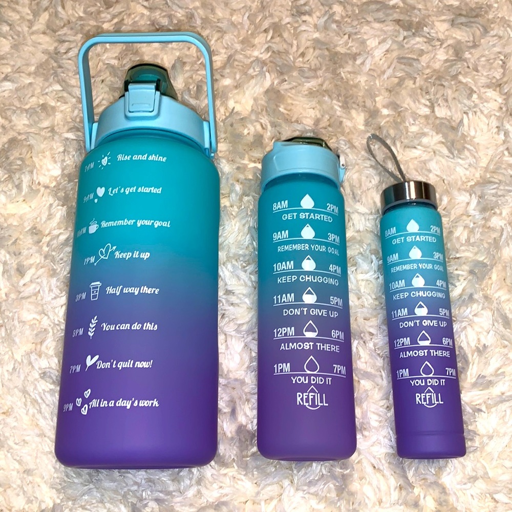 New 3pcs Portable Sport Water Bottles for gym, hiking 2000ml, 750ml, 280
